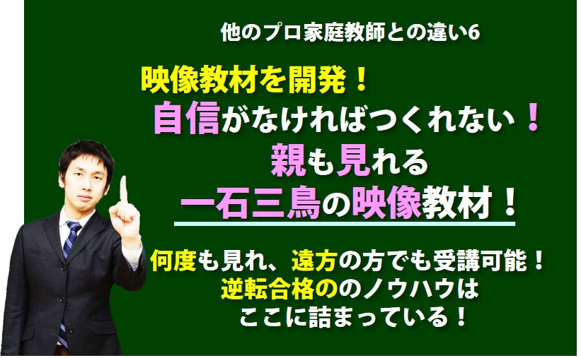 特徴6　日本唯一　中学受験用映像教材を開発する家庭教師